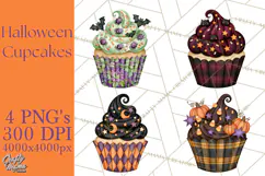 Halloween Cupcake Clipart PNG, Halloween Sweet Treats Product Image 1
