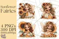 Sunflower Fairy World PNG, Fall Fairies Product Image 1