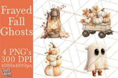 Frayed Fall Ghosts PNG Cozy Autumn Ghost Clipart Product Image 1