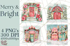 Merry And Bright Christmas Watercolor PNG Product Image 1