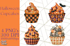 Halloween Cupcake Clipart PNG, Halloween Sweet Treats Product Image 1