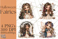 Midnight Halloween Fairy World PNG, Fall Fairies Product Image 1