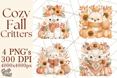 Fall Animals Clipart PNG, Autumn Floral Designs Product Image 1