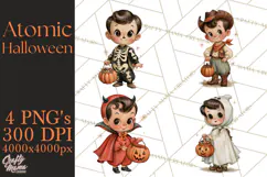 Atomic Age Halloween Clipart PNG, Retro 1950's Fall Decor Product Image 1