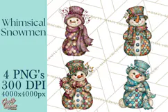 Whimsical Christmas Snowman Clipart PNG Product Image 1