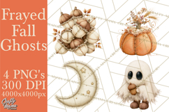 Frayed Fall Ghosts PNG Cozy Autumn Ghost Clipart Product Image 1