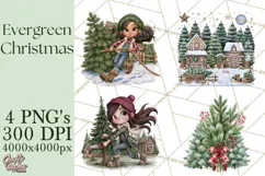 Christmas Tree Farm PNG Clipart, Santa & Elf Characters Product Image 1