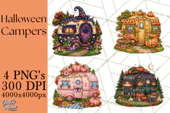 Halloween Camper Clipart PNG Vintage Camping Designs Product Image 1