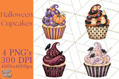 Halloween Cupcake Clipart PNG, Halloween Sweet Treats Product Image 1