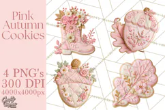 Pink Autumn Cookies Clipart PNG Product Image 1