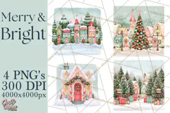 Merry And Bright Christmas Watercolor PNG Product Image 1