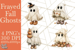Frayed Fall Ghosts PNG Cozy Autumn Ghost Clipart Product Image 1