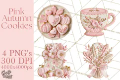 Pink Autumn Cookies Clipart PNG Product Image 1