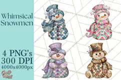Whimsical Christmas Snowman Clipart PNG Product Image 1