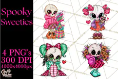 Cute Halloween Skeleton Clipart PNG, Creepy Cute Fall Decor Product Image 1