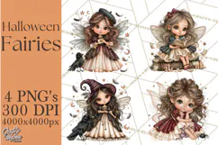 Midnight Halloween Fairy World PNG, Fall Fairies Product Image 1