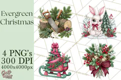 Christmas Tree Farm PNG Clipart, Santa & Elf Characters Product Image 1