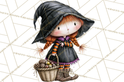 Sweet Little Witches PNG, Cute Halloween Witch Clip Art Product Image 3