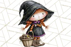 Sweet Little Witches PNG, Cute Halloween Witch Clip Art Product Image 3