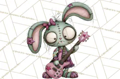 Cute Zombie Bunnies PNG Clipart, Halloween Animals Product Image 3