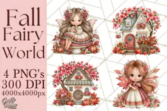 Enchanted Autumn Fairy World PNG, Fall Fairies Product Image 1
