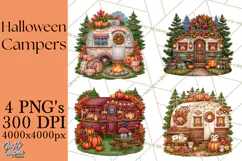Halloween Camper Clipart PNG Vintage Camping Designs Product Image 1