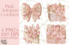 Pink Autumn Cookies Clipart PNG Product Image 1