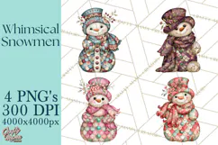 Whimsical Christmas Snowman Clipart PNG Product Image 1