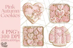 Pink Autumn Cookies Clipart PNG Product Image 1