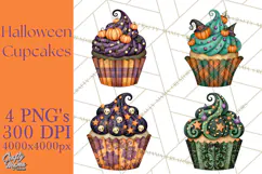 Halloween Cupcake Clipart PNG, Halloween Sweet Treats Product Image 1