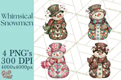 Whimsical Christmas Snowman Clipart PNG Product Image 1