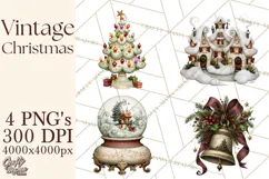 Vintage Christmas Clipart PNG, Christmas Retro Characters Product Image 1