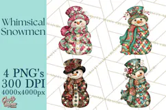 Whimsical Christmas Snowman Clipart PNG Product Image 1
