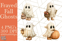 Frayed Fall Ghosts PNG Cozy Autumn Ghost Clipart Product Image 1