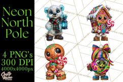 Neon North Pole PNG Christmas Clipart Product Image 1