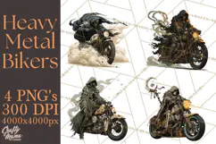 Heavy Metal Skeleton Biker Clipart, Halloween Motorcycles Product Image 1