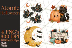 Atomic Age Halloween Clipart PNG, Retro 1950's Fall Decor Product Image 1