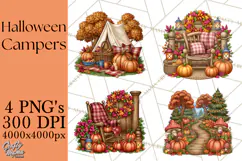 Halloween Camper Clipart PNG Vintage Camping Designs Product Image 1