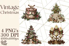 Vintage Christmas Clipart PNG, Christmas Retro Characters Product Image 1