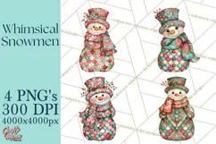 Whimsical Christmas Snowman Clipart PNG Product Image 1