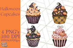 Halloween Cupcake Clipart PNG, Halloween Sweet Treats Product Image 1