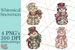 Whimsical Christmas Snowman Clipart PNG Product Image 1