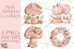 Pink Autumn Cookies Clipart PNG Product Image 1