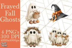 Frayed Fall Ghosts PNG Cozy Autumn Ghost Clipart Product Image 1