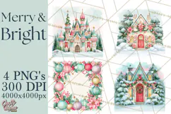 Merry And Bright Christmas Watercolor PNG Product Image 1