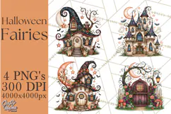 Midnight Halloween Fairy World PNG, Fall Fairies Product Image 1
