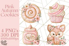 Pink Autumn Cookies Clipart PNG Product Image 1