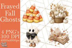 Frayed Fall Ghosts PNG Cozy Autumn Ghost Clipart Product Image 1