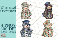 Whimsical Christmas Snowman Clipart PNG Product Image 1