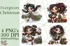 Christmas Tree Farm PNG Clipart, Santa & Elf Characters Product Image 1